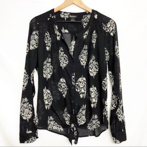 Lucky Brand || Winter Bouquet Tie Front Blouse M